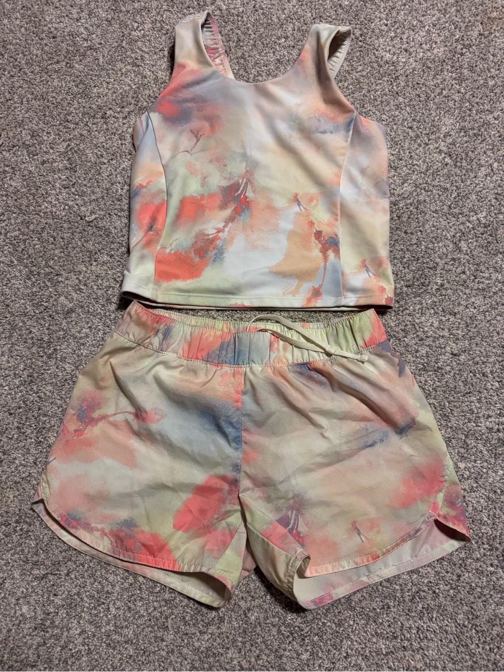 Old Navy Girls' Pastel Tie-Dye Tank & Shorts Set - Coral, Mint, Blue